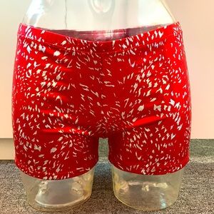 Red Foil Holo Confetti Spandex Hot Shorts L Or XL Cheer & Dance—New